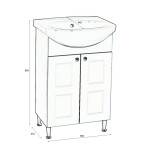 Комплект мебел за баня с умивалник Самара 55 - 44,5х55х85 см, PVC, бял, 2 врати