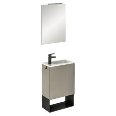 Imagén: Комплект мебел за баня Riva Indus - 46 см, шкаф, умивалник, огледало с LED осветление
