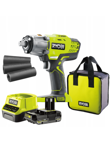 Акумулаторен ударен гайковерт Ryobi R18IW3-120S3 ONE+ - 18 V,  1 батерия 2 Ah и зарядно устройство