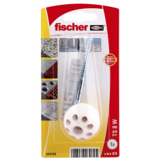 Стопер за врата Fischer Doorstop TS 8W K NV - Ø8 мм, найлон, бял