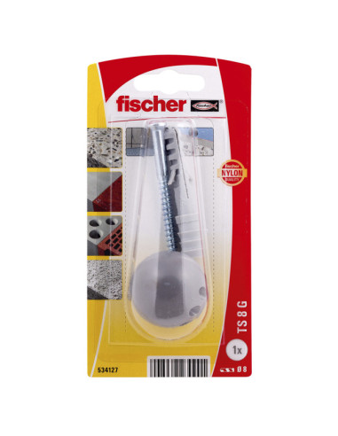 Стопер за врата Fischer Doorstop TS 8 G K NV - Ø8 мм, найлон, сив