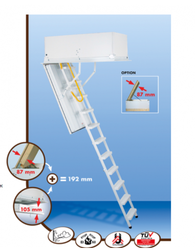 Огнезащитна сгъваема таванска стълба TYP 1 Passive Plus с EI 60, 129/69-270