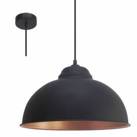Imagén: Пендел - висяща лампа E27,черно, мед вътр., чер.текст. кабел,Ø380 Н250  TRURO 2