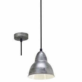 Imagén: Пендел - висяща лампа E27, ант.сребро,черно кабел, Ø115 Н185  TRURO