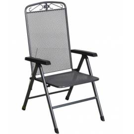 Градински стол - метален, с регулираща се облегалка, сив