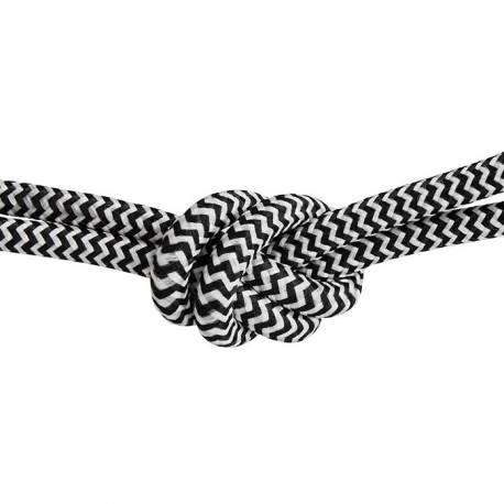 Текстилен кабел, черно-бял, 3x0,75 мм²