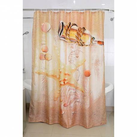 Текстилна завеса за баня с морски мотиви, 180х200 см
