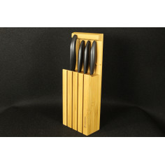 Комплект от 4 бр.керамични ножове ( бяло острие) + бамбуков блок - KYOCERA
