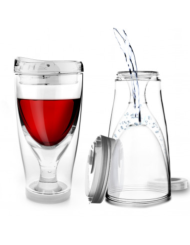 Тристенна охлаждаща чаша за вино с капак “ICE VINO 2GO“ - 300 мл - ASOBU
