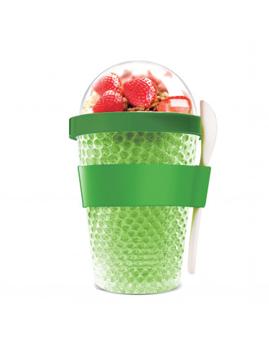 Двустенна охлаждаща чаша с прибор “CHILL YO 2 GO“ - цвят зелен - ASOBU