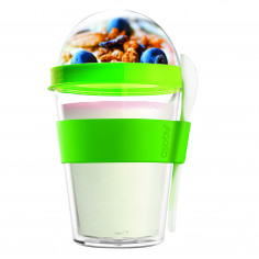 Двустенна чаша с лъжичка“YO 2 GO“ - цвят зелен - ASOBU