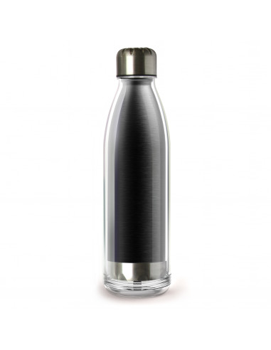 Двустенна термо бутилка “VIVA LA VIE“ - 525 мл - цвят черен - ASOBU