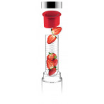 Стъклена бутилка с инфузер “FLAVOUR IT“ - 480 мл - цвят червен/сребрист - ASOBU