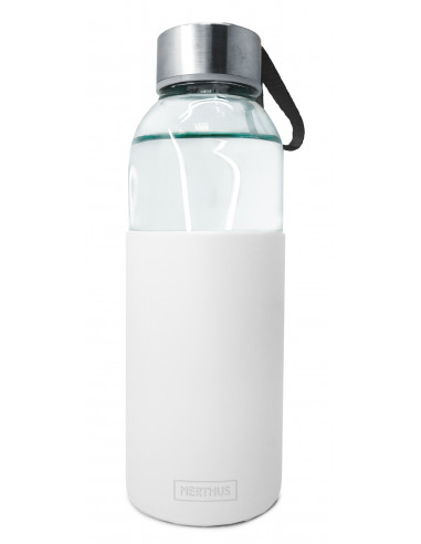 Стъклена бутилка със силиконов протектор - 400 мл. - бяла - Vin bouquet