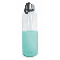 Стъклена бутилка със силиконов протектор - 600 мл. - зелена - Vin bouquet