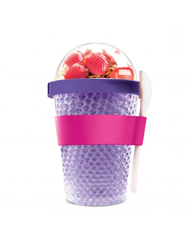 Двустенна охлаждаща чаша с прибор “CHILL YO 2 GO“ - цвят лилав - ASOBU