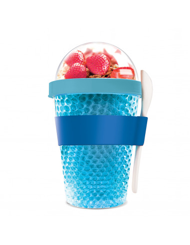 Двустенна охлаждаща чаша с прибор “CHILL YO 2 GO“ - цвят син - ASOBU