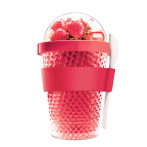 Двустенна охлаждаща чаша с прибор “CHILL YO 2 GO“ - цвят червен - ASOBU