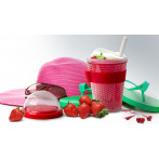 Двустенна охлаждаща чаша с прибор “CHILL YO 2 GO“ - цвят червен - ASOBU