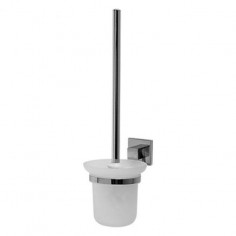 Imagén: Комплект четка за тоалетна Salmo - Стъкло и неръждаема стомана, бял и инокс