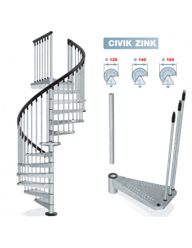 Вита стълба CIVIK ZINK, метална, външна, диаметър - Ø: 120, 140, 160 см