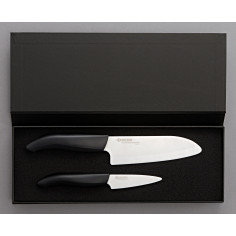 Комплект от 2 бр керамични ножове с бяло острие/черна дръжка - KYOCERA