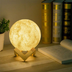 LED настолна нощна лампа - бяла, 18 см