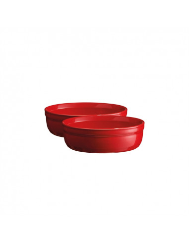 Комплект 2 броя керамични купички за крем брюле "2 CRÈME BRÛLÉES RAMEKINS SET"-  цвят червен - EMILE HENRY