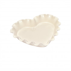 Imagén: Керамична форма за тарт (сърце) "RUFFLED HEART DISH" - 33 х 29 см - цвят екрю - EMILE HENRY