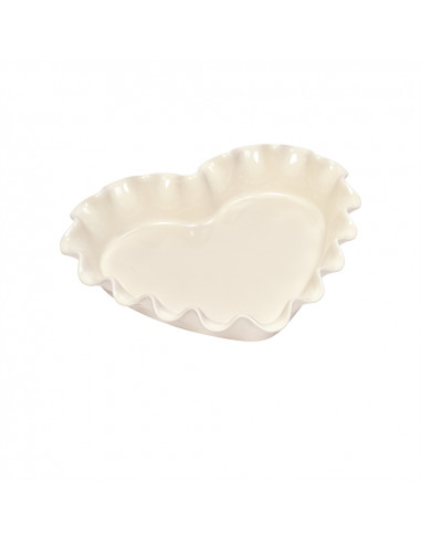 Керамична форма за тарт (сърце) "RUFFLED HEART DISH" - 33 х 29 см - цвят екрю - EMILE HENRY