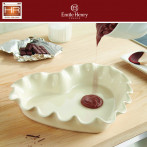 Керамична форма за тарт (сърце) "RUFFLED HEART DISH" - 33 х 29 см - цвят екрю - EMILE HENRY