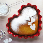 Керамична форма за тарт (сърце) "RUFFLED HEART DISH" - 33 х 29 см - цвят червен - EMILE HENRY