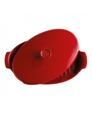 Керамична овална тава за печене "PAPILLOTE"  - 1,9 л / 42 х 25см - цвят червен - EMILE HENRY