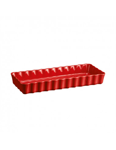 Керамична плитка провоъгълна форма за тарт "SLIM RECTANGULAR TART DISH" - 36 х 15 - цвят червен - EMILE HENRY