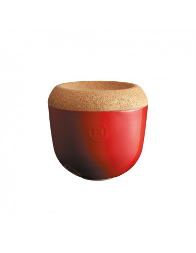 Керамичен канистер за чесън с капак "GARLIC POT" - Ø 14,5 см - цвят червен - EMILE HENRY
