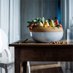 Керамична купа / фруктиера с корков капак "LARGE STORAGE BOWL" - Ø 36 см - цвят бял - EMILE HENRY