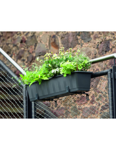 Балконско сандъче за цветя - 60 см, антрацит, с напоителна система