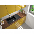 Кухненска мивка за вграждане Respekta Denver - Полимерен материал Mineralite, 86х50 см, черна
