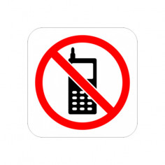 Стикер „Забранена употребата на мобилни апарати“, 12х12 см