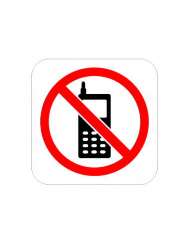 Стикер „Забранена употребата на мобилни апарати“, 12х12 см
