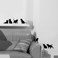 Декоративен стикер Черни котки - 21х29,7 см