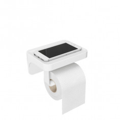Стойка за тоалетна хартия с рафт за аксесоари“FLEX SURE-LOCK“ - бял цвят - UMBRA