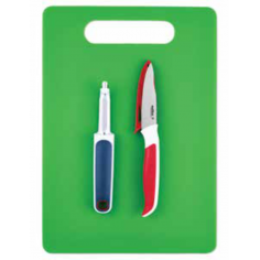 Imagén: Комплект от 3 части - дъска за рязане, белачка, нож за белене - Zyliss