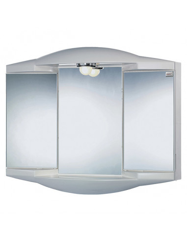 Огледален шкаф с осветление - 62х52,6 см, с контакт, PVC, сребрист