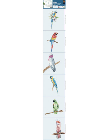 Декоративен стикер за плочки Папагали - 6 бр., 15х15 см