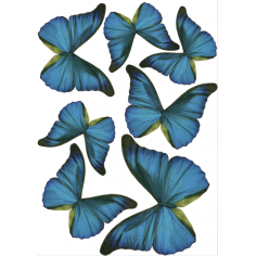 Декоративен стикер '3D Пеперуди' - сини, 7 пеперуди с различни размери - 8x6,5 см или 14х11 см