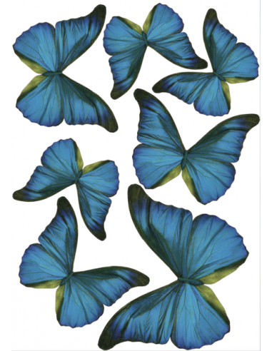 Декоративен стикер '3D Пеперуди' - сини, 7 пеперуди с различни размери - 8x6,5 см или 14х11 см
