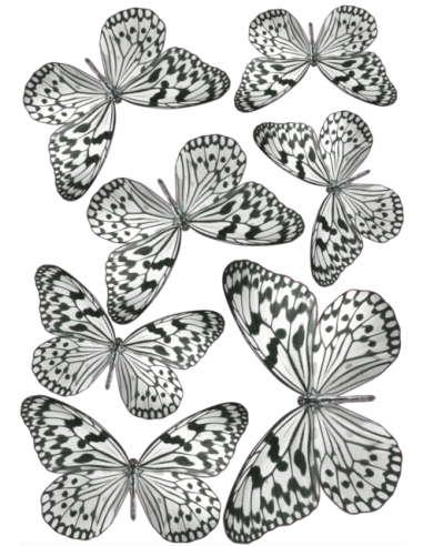 Декоративен стикер '3D Пеперуди' - черно/бели, 7 пеперуди с различни размери - 8x6,5 см или 14х11 см