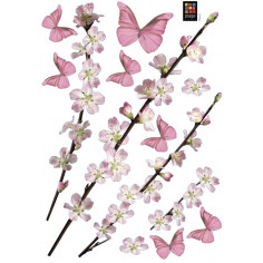 Imagén: Декоративен стикер Ябълково дърво и пеперуди - 21х29,7 см, размер S