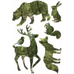 Декоративен стикер 'Животни' - статичен (прилепва без лепило), 21х29,7см